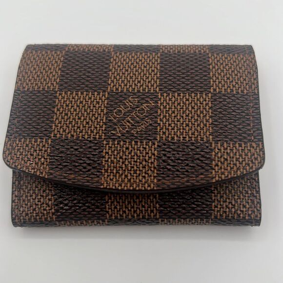 LOUIS VUITTON VINTAGE DAMIER EBENE CUFFLINK JEWELRY AIR POD CASE POUCH - Picture 5 of 8